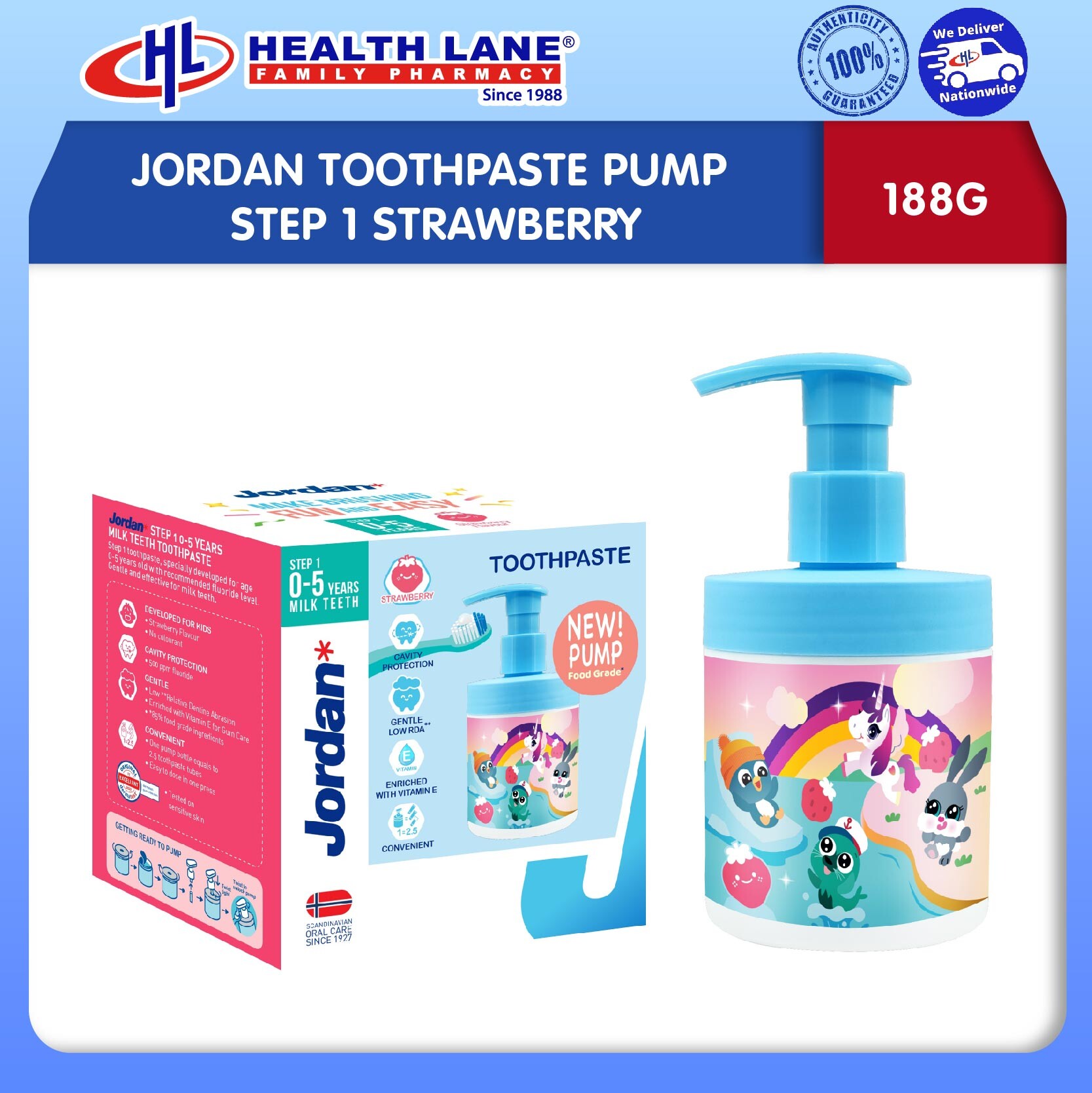 JORDAN UBAT GIGI PUMP STEP 1 STRAWBERI (188G)